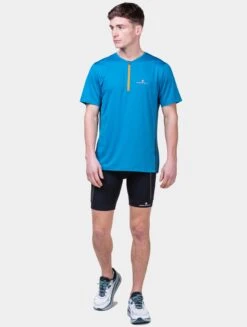 RONHILL Men’s Tech 1/2 Zip S/S Tee 40 RONHILL Men’s Tech 1/2 Zip S/S Tee -RONHILL Store 2 Zip SS Tee RH 01163 Petrol Fluo Orange 5929