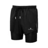 Ronhill | Men's Tech Distance Twin Short - All Black -RONHILL Store RH 006596R009 M Ronhill TechDistanceTwinShort front