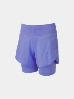 RONHILL Women's Tech 4.5" Twin Short -RONHILL Store RH 007273 Wmns Tech 4.5 Twin Short Rh 01162 PeriwinkleAquamint Front
