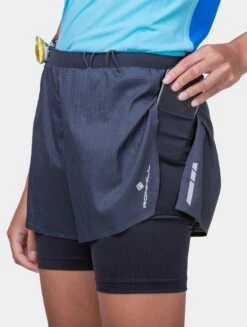 RONHILL Women's Tech Race Twin Short 35 RONHILL Women's Tech Race Twin Short -RONHILL Store RH 007330 Wimens Tech Race Twin Short R009 All Black 6853
