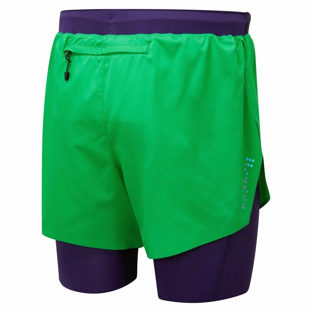 RONHILL Mens Tech Distance Twin Running Shorts Bright Green/Imperial 4 RONHILL Mens Tech Distance Twin Running Shorts Bright Green/Imperial - Image 2