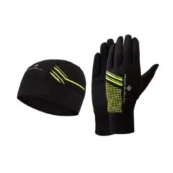 RONHILL Running Beanie And Glove Set Black/Fluo Yellow