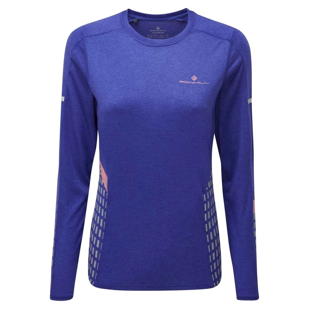 RONHILL Tech Afterhours Women's L/S Running T-Shirt Indigo/Blush/Reflect 3 RONHILL Tech Afterhours Women's L/S Running T-Shirt Indigo/Blush/Reflect