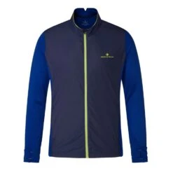 RONHILL Tech Hyperchill Mens Insulated Windproof Running Jacket Deep Navy/Cobalt