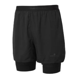 RONHILL Tech Revive 5" Twin Mens Running Shorts All Black