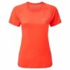 RONHILL Tech Short Sleeved Womens Running T-Shirt Hot Coral/Bright White
