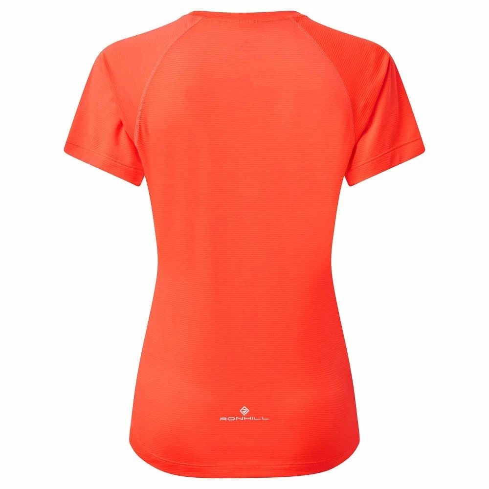 RONHILL Tech Short Sleeved Womens Running T-Shirt Hot Coral/Bright White 4 RONHILL Tech Short Sleeved Womens Running T-Shirt Hot Coral/Bright White - Image 2