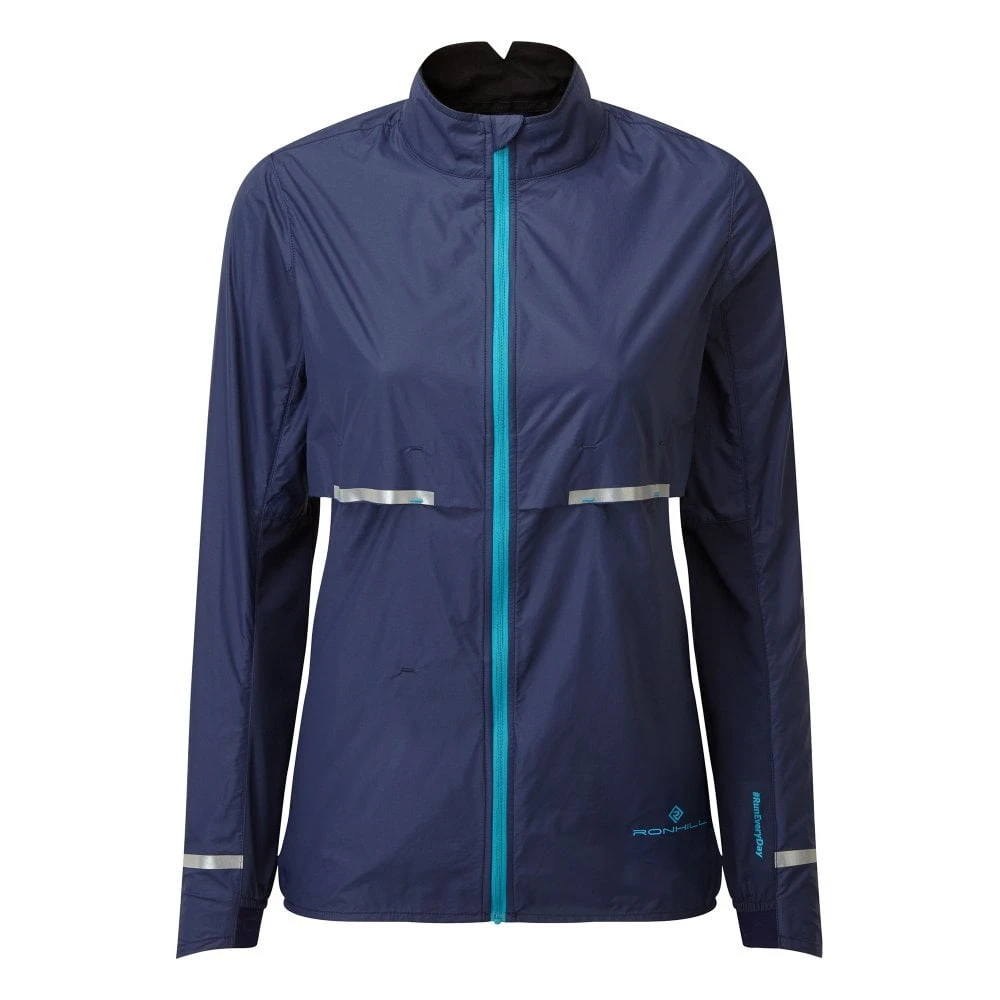 RONHILL Tech Tornado Womens Windproof Running Jacket Deep Navy/Spa Green 3 RONHILL Tech Tornado Womens Windproof Running Jacket Deep Navy/Spa Green