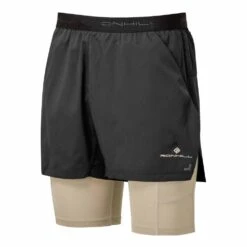 RONHILL Tech Ultra Mens Twin Running Shorts Peacoat/Black (Gel Loops)