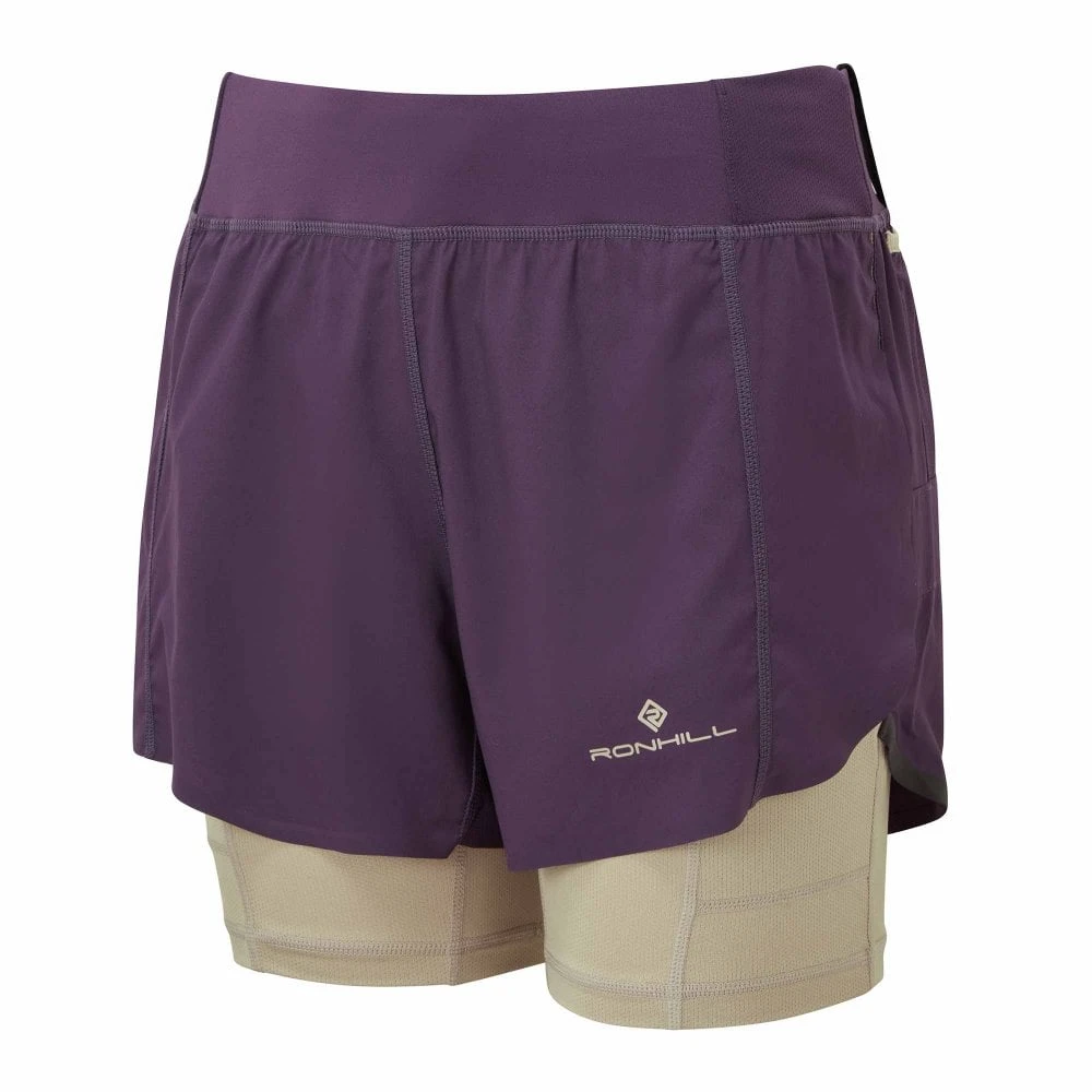 RONHILL Tech Ultra Womens Twin Running Shorts (Gel Loops) Nightshade/Latte 3 RONHILL Tech Ultra Womens Twin Running Shorts (Gel Loops) Nightshade/Latte