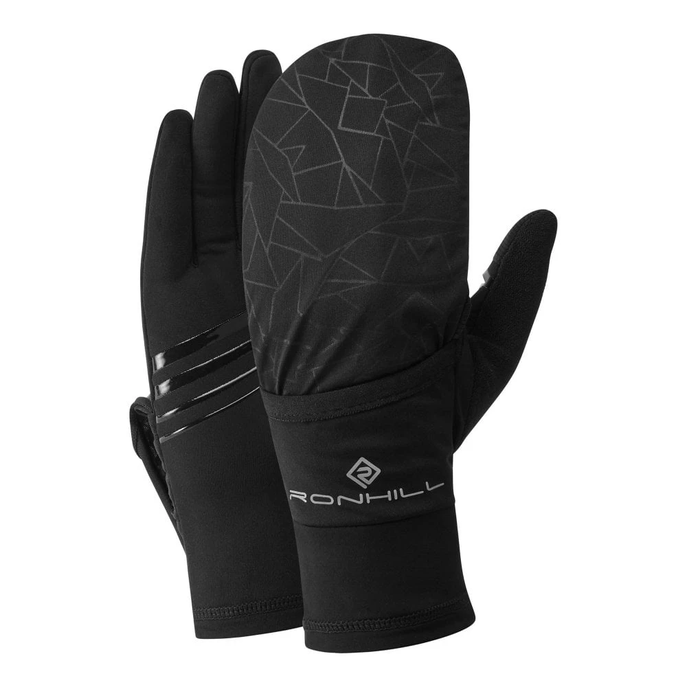 RONHILL Wind-Block Flip Running Gloves With Mitten All Black 3 RONHILL Wind-Block Flip Running Gloves With Mitten All Black