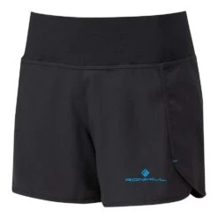 RONHILL Womens Stride Revive Running Shorts Black/Sky Blue